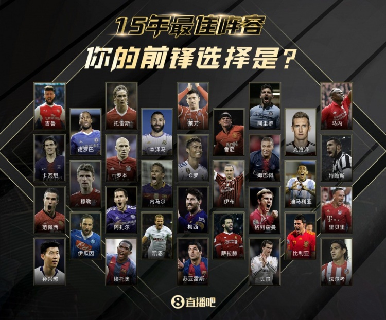 龙八国际15周年X足坛15年最佳阵容,终于到前锋!投票赢adidas好礼