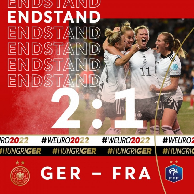 女足欧洲杯:德国2-1胜法国进决赛,将在温布利与英格兰争冠