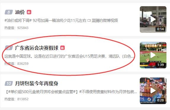 ?广东省运会U15男足决赛疑似假球,相关话题已登上热搜