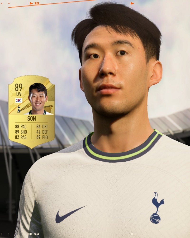 官方:FIFA23孙兴慜能力值89分!速度88射门89盘带86身体69