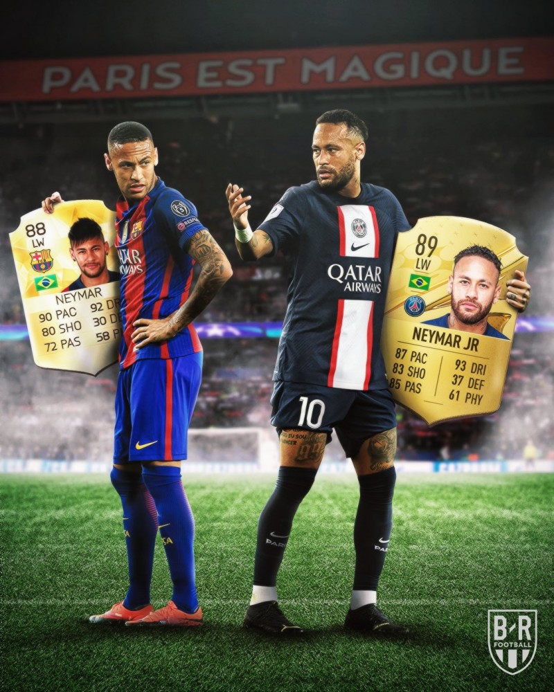 FIFA23内马尔评分89,FIFA16之后首次跌破90&曾连续四代92