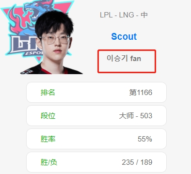 暗示自己被PUA?网友透露Scout韩服新ID—李昇基粉丝含有特殊意义