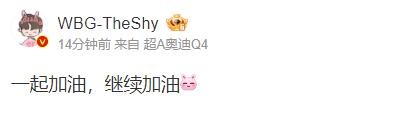 TheShy赛后发文:一起加油,继续加油!