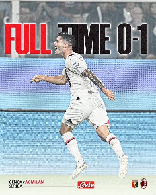 意甲-米兰1-0热那亚豪取4连胜,普利西奇绝杀迈尼昂直红吉鲁扑单刀