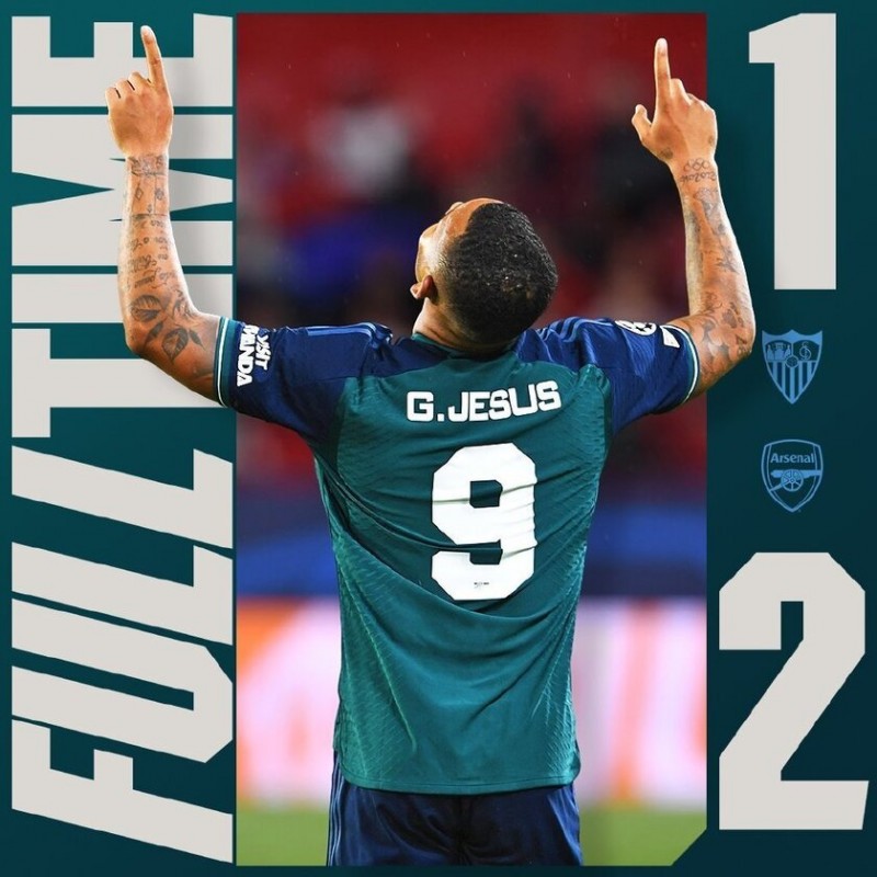 升至榜首!阿森纳2-1塞维利亚!热苏斯传射+伤退