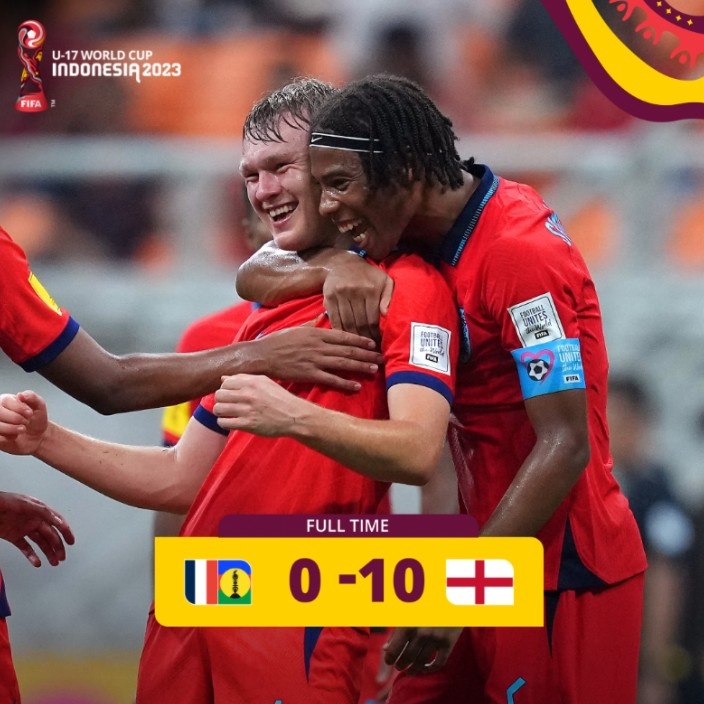 U17世界杯小组赛赛况:英格兰10-0新喀里多尼亚岛 日本1-0波兰