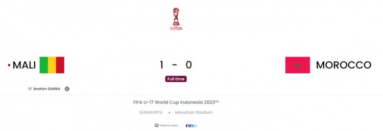 U17世界杯1/4决赛:马里1-0摩洛哥晋级四强,将对阵法国