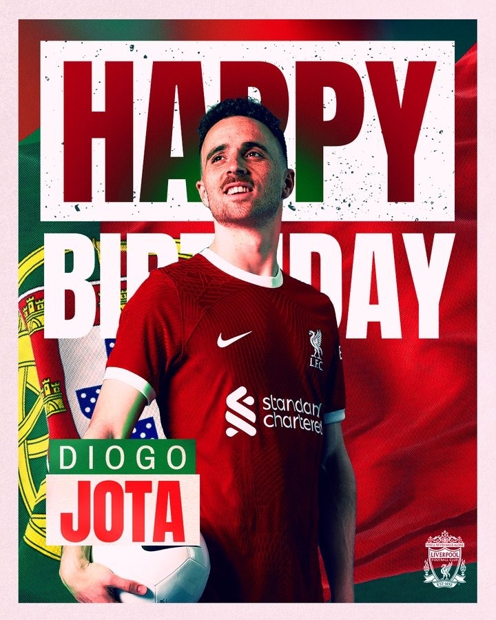 27岁生日快乐!利物浦为若塔送上生日祝福