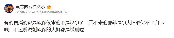 说谁呢?爆料人:有的复播的都是取保候审 回不来的那就是事大