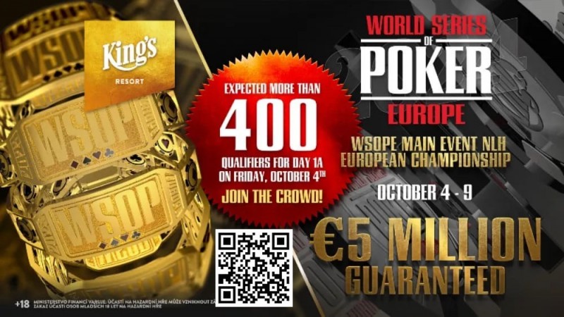 【EV扑克】WSOPE定档九月,包含15场金手链赛事,主赛保底500万欧元!
