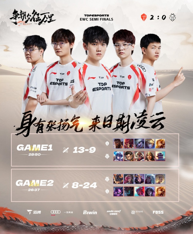击败G2!TES官博赛后发文:身有张扬气,来日期凌云!