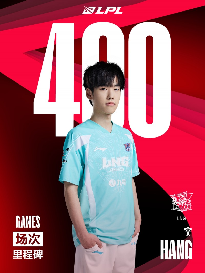 里程碑:Hang达成LPL400出场成就 辅助位第11位达成该成就的选手