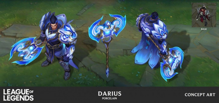 《LOL》青花瓷德莱厄斯皮肤概念图:古老力量,润物无声
