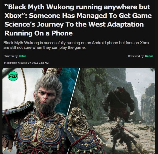 问了没啊?外媒报道手机游玩黑神话,玩家吐槽除了Xbox哪都能玩