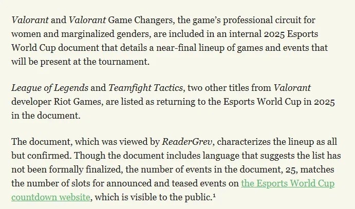 外网爆料:LOL、云顶之弈、无畏契约将成为25沙特杯比赛项目