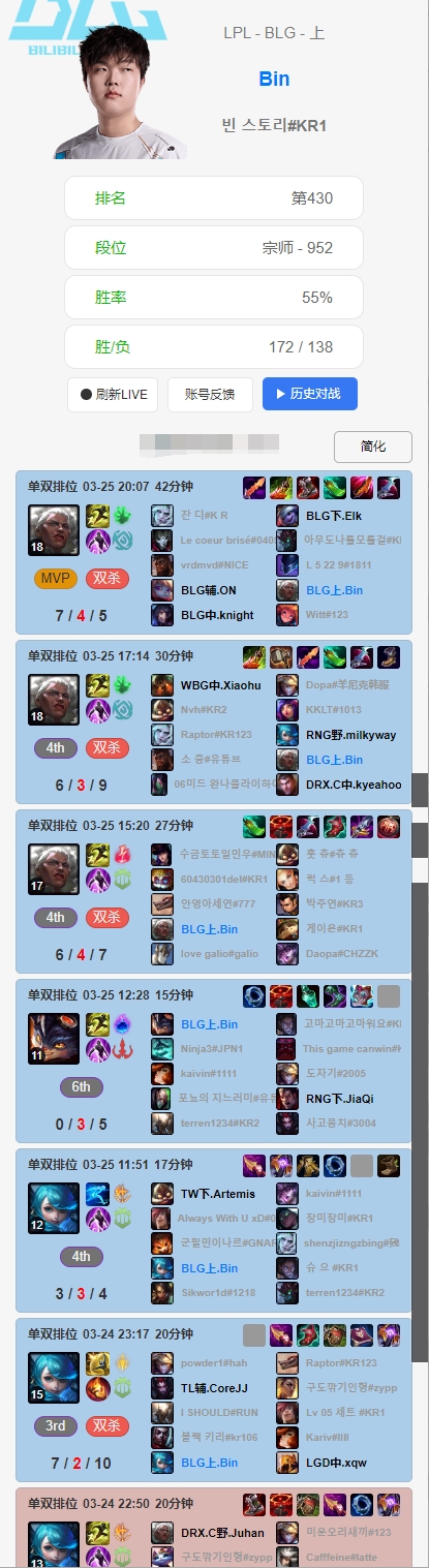 认真Bin!Bin韩服状态绝佳,豪取一波六连胜,狼母爆C全局!