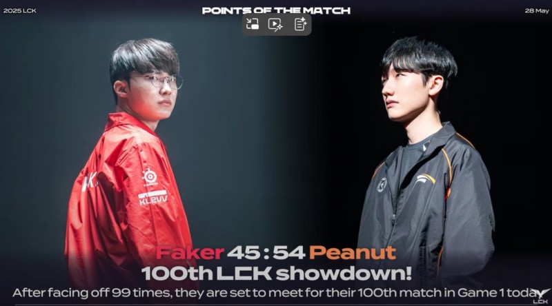 Faker和Peanut迎来LCK第100场交手!
