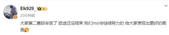 Elk赛后更博:我们MSI会继续努力的,给大家表现出更好的画面